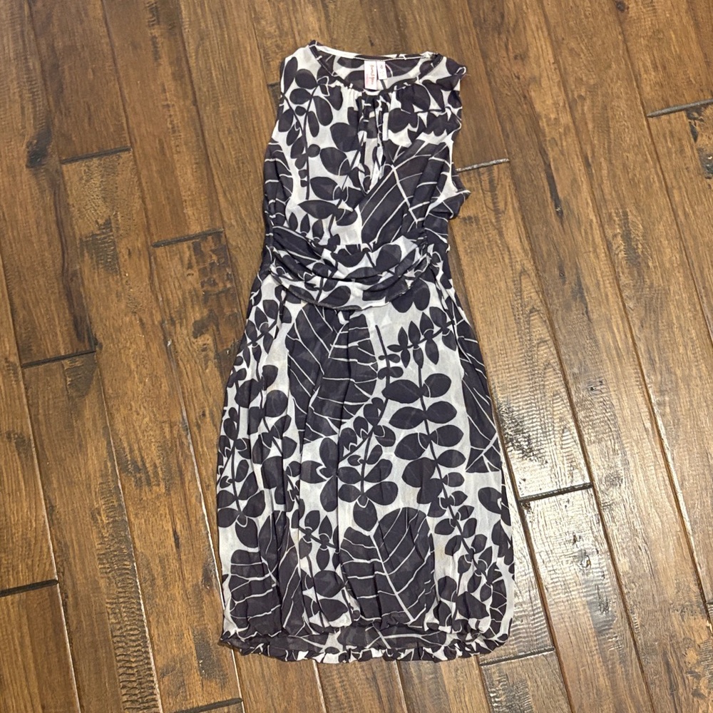 Sweet Pea Black and White Leaf Midi Dress